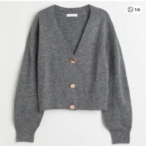 H&M Gray Cardigan with Gold Buttons